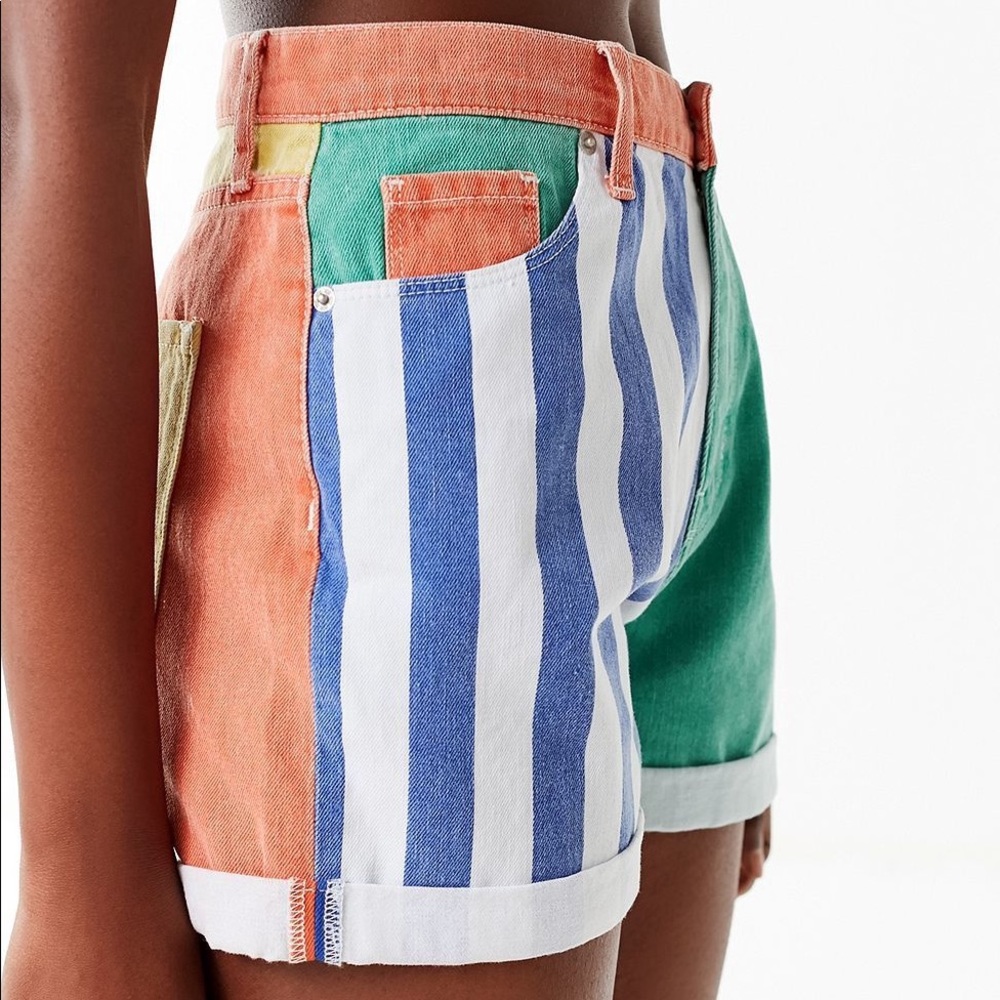 Urban Outfitters BDG Color Block Mom High Rise Shorts SZ 26